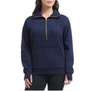 Danskin Pullover Sweatshirt Women’s Ribbed Half Zip Navy Blue Funnel Neck Sz M